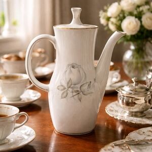 Thomas Rosenthal Fine China Blue Rose Elegant White Floral Coffee Tea Pot